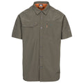 Olive - Front - Trespass Mens Lowrel Short Sleeve Travel Shirt