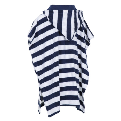 Navy Stripe - Back - Trespass Childrens-Kids Oarfish Hooded Towelling Robe