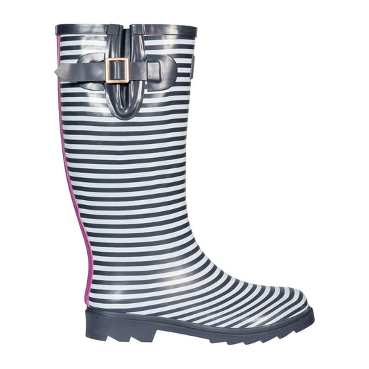 Navy Stripe - Front - Trespass Womens-Ladies Samira Wellington Boots