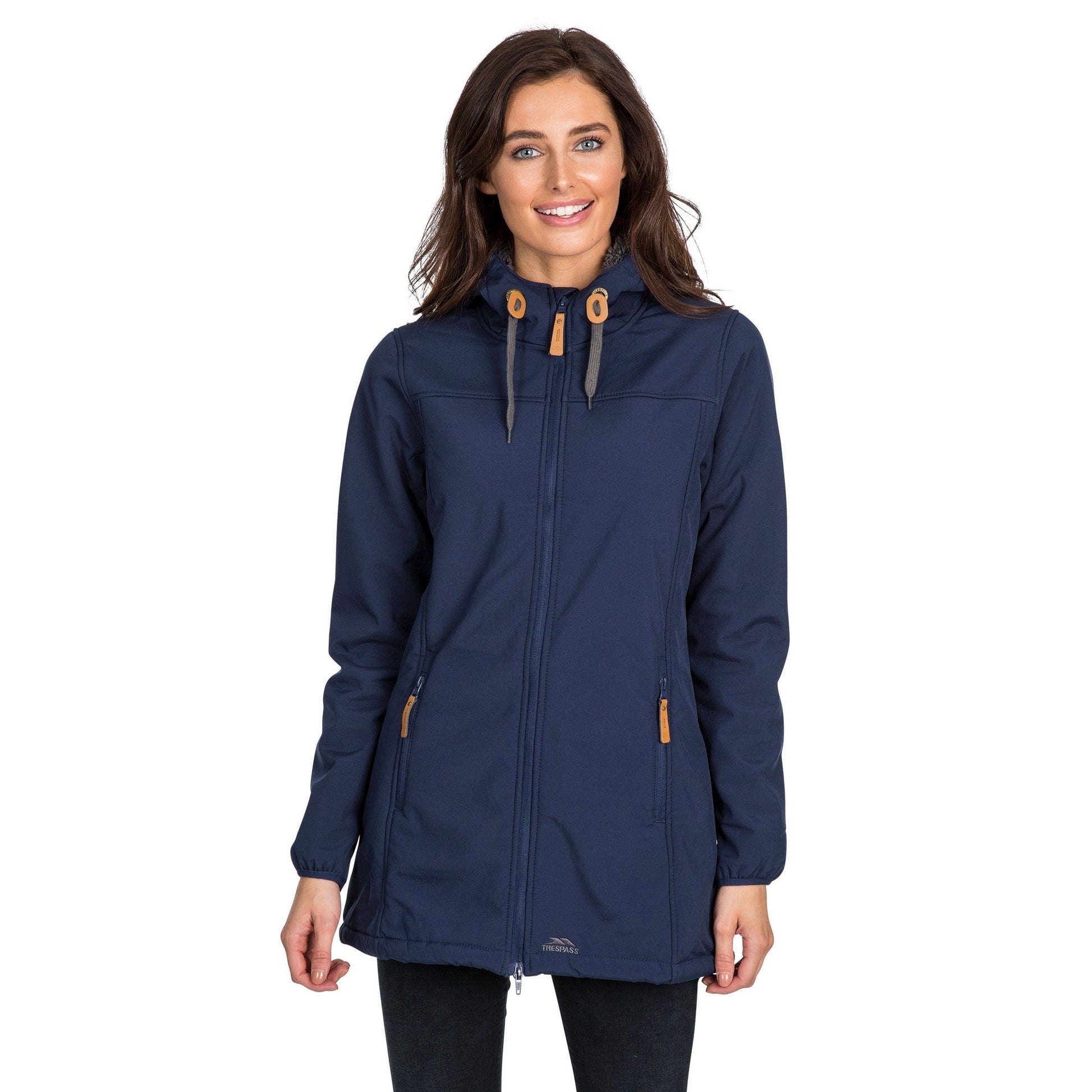 Navy - Back - Trespass Womens-Ladies Kristen Longer Length Hooded Waterproof Jacket
