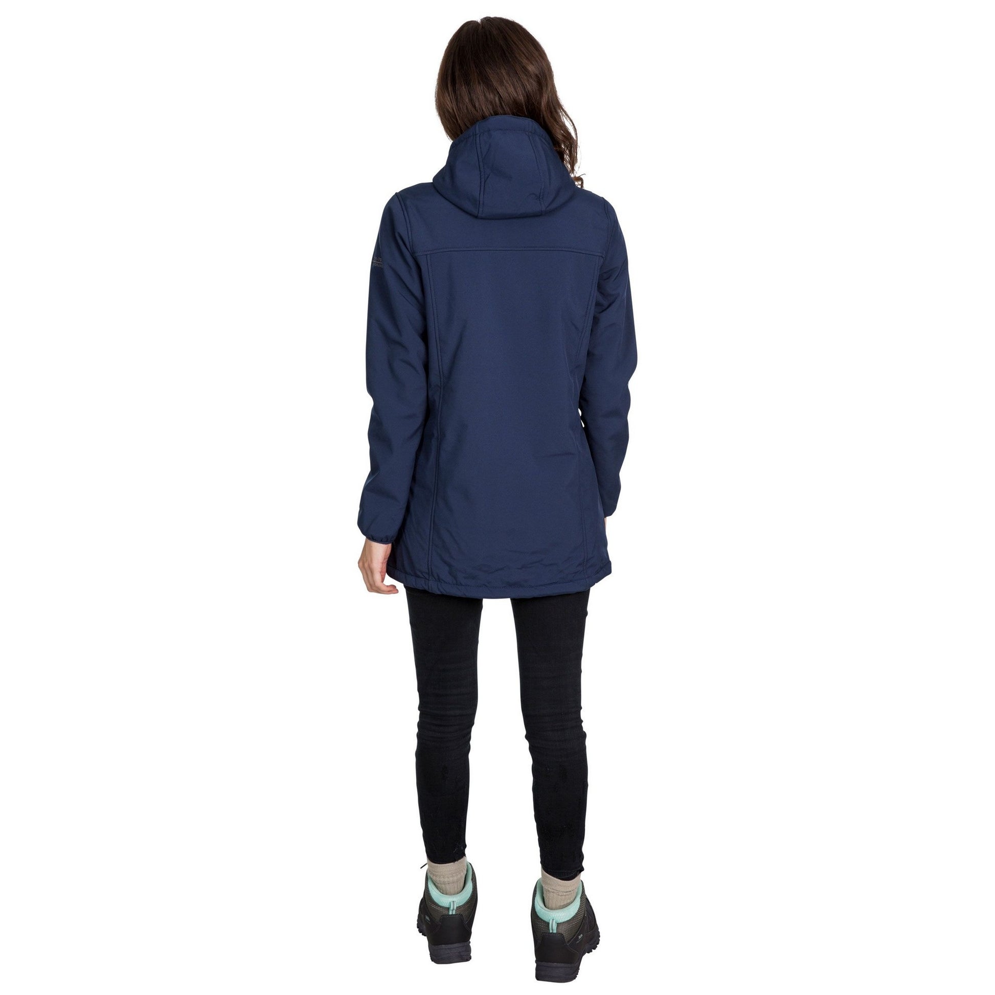 Navy - Side - Trespass Womens-Ladies Kristen Longer Length Hooded Waterproof Jacket