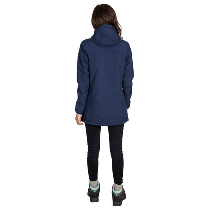 Navy - Side - Trespass Womens-Ladies Kristen Longer Length Hooded Waterproof Jacket