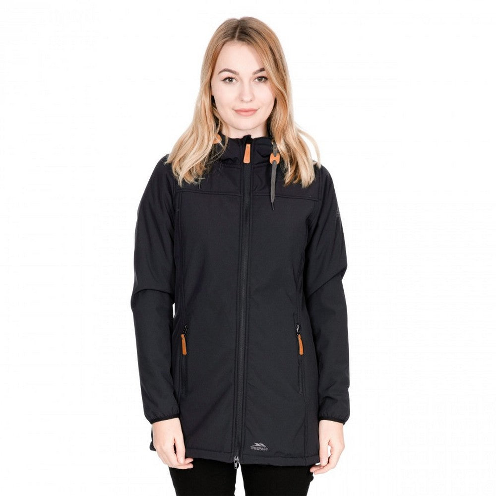 Black - Back - Trespass Womens-Ladies Kristen Longer Length Hooded Waterproof Jacket