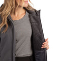 Carbon - Close up - Trespass Womens-Ladies Kristen Longer Length Hooded Waterproof Jacket
