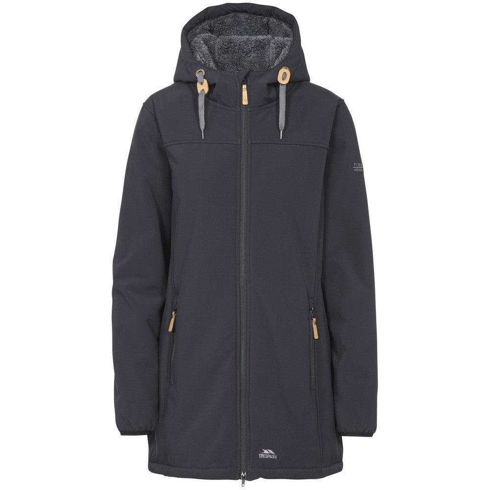 Black - Front - Trespass Womens-Ladies Kristen Longer Length Hooded Waterproof Jacket