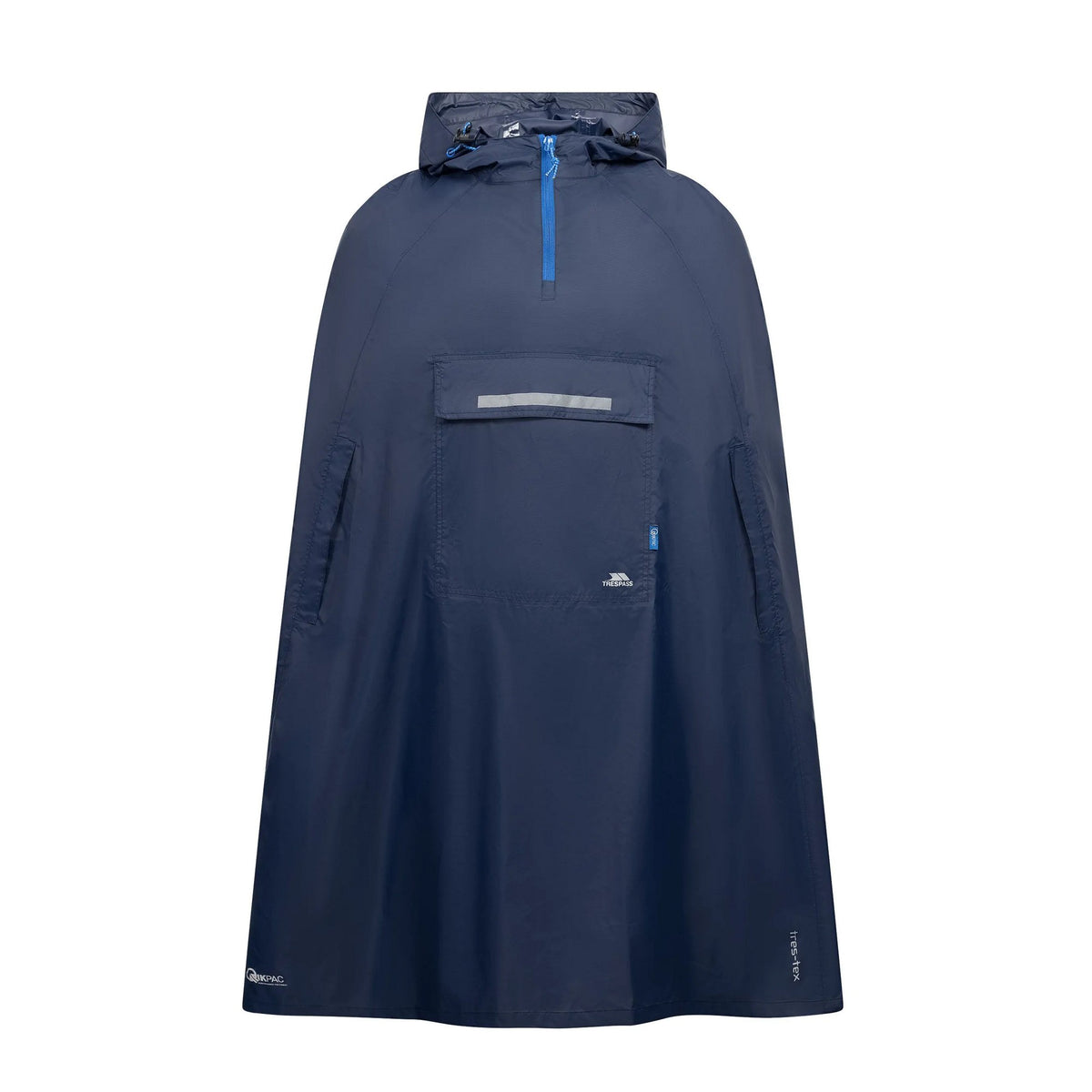 Navy - Front - Trespass Qikpac Unisex Hooded Waterproof Packaway Poncho