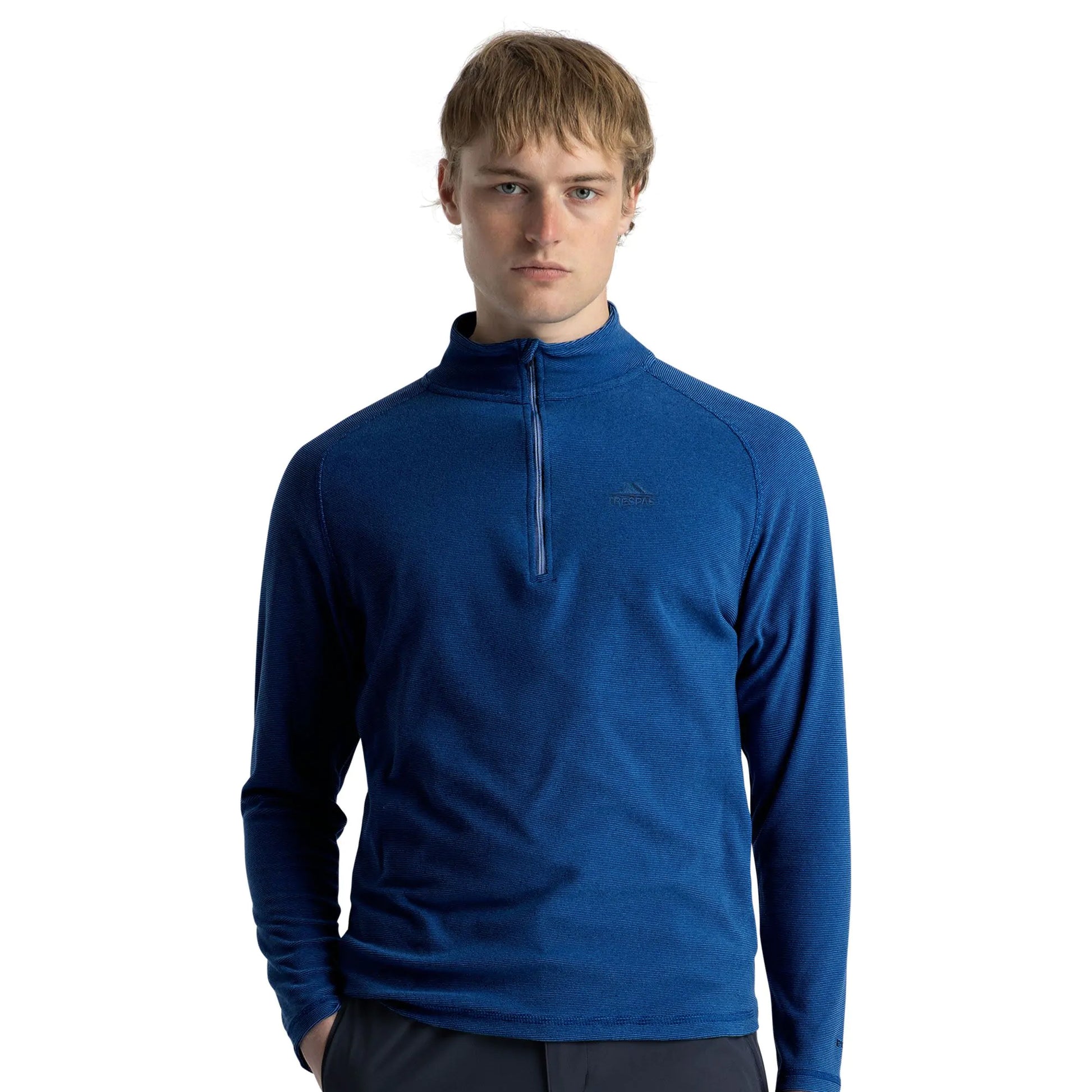 Dark Navy - Side - Trespass Mens Keynote Anti Pilling 1-4 Zip Fleece Top