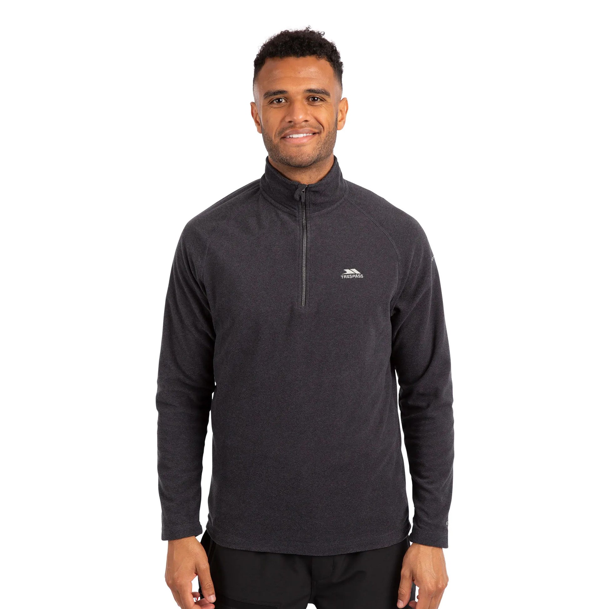 Charcoal - Side - Trespass Mens Keynote Anti Pilling 1-4 Zip Fleece Top