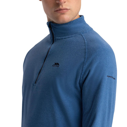 Harbour Blue - Pack Shot - Trespass Mens Keynote Anti Pilling 1-4 Zip Fleece Top