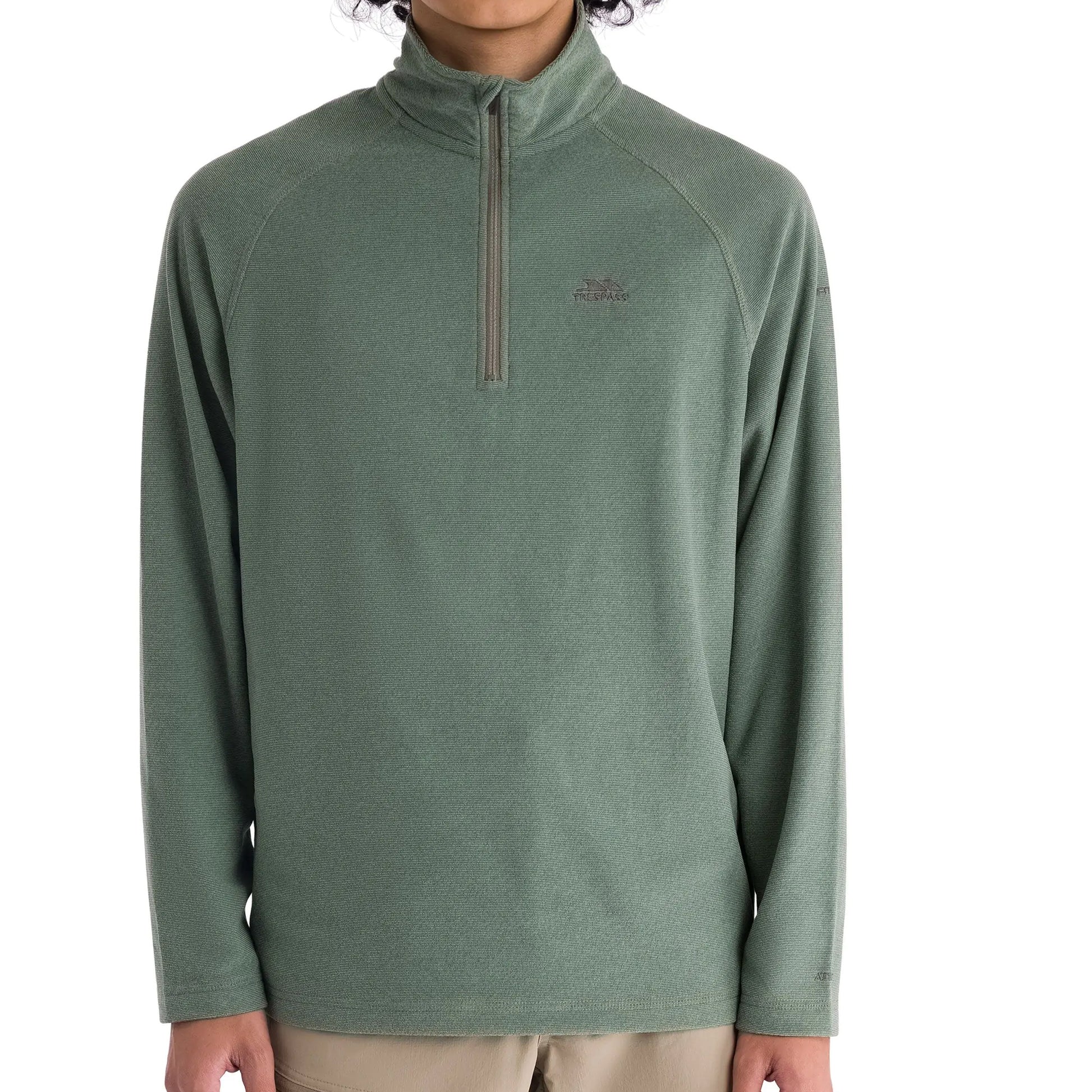 Green Smoke-Alpine - Pack Shot - Trespass Mens Keynote Anti Pilling 1-4 Zip Fleece Top