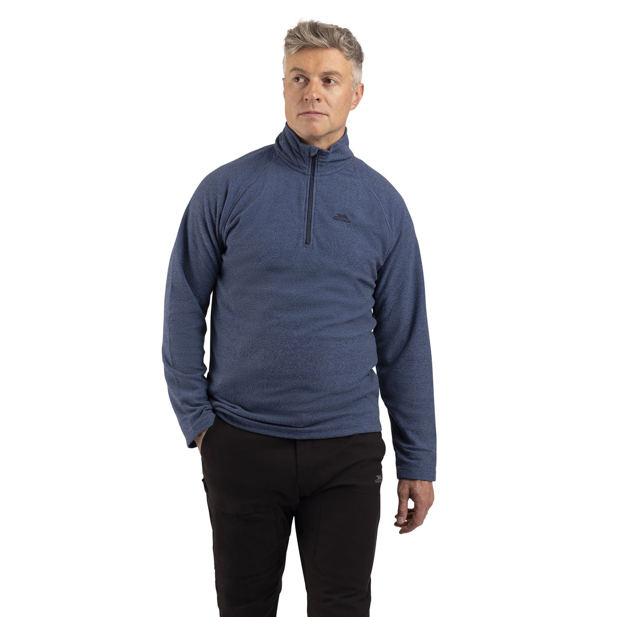 Coastal Blue-Navy - Close up - Trespass Mens Keynote Anti Pilling 1-4 Zip Fleece Top