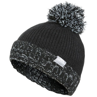 Black - Front - Trespass Childrens-Kids Nefti Pom Pom Beanie