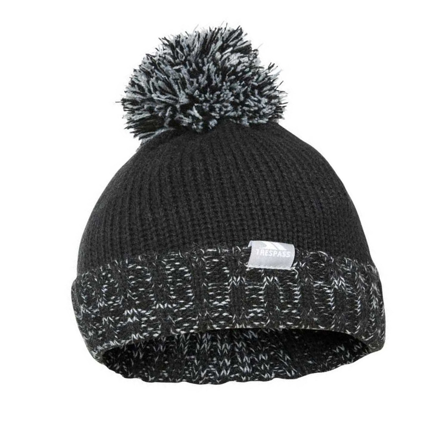 Black - Side - Trespass Childrens-Kids Nefti Pom Pom Beanie