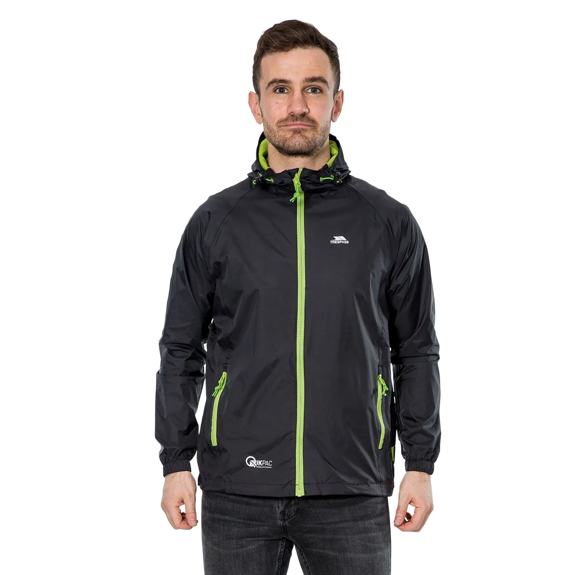 Black - Pack Shot - Trespass Unisex Adult Qikpac Waterproof Jacket