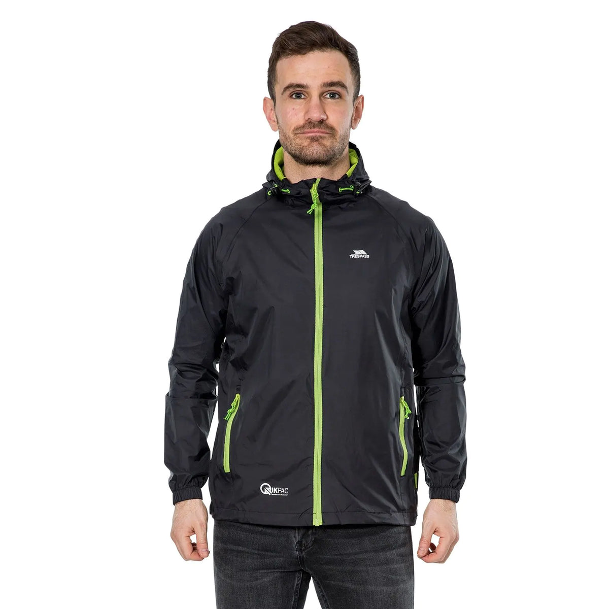 Black - Pack Shot - Trespass Unisex Adult Qikpac Waterproof Jacket