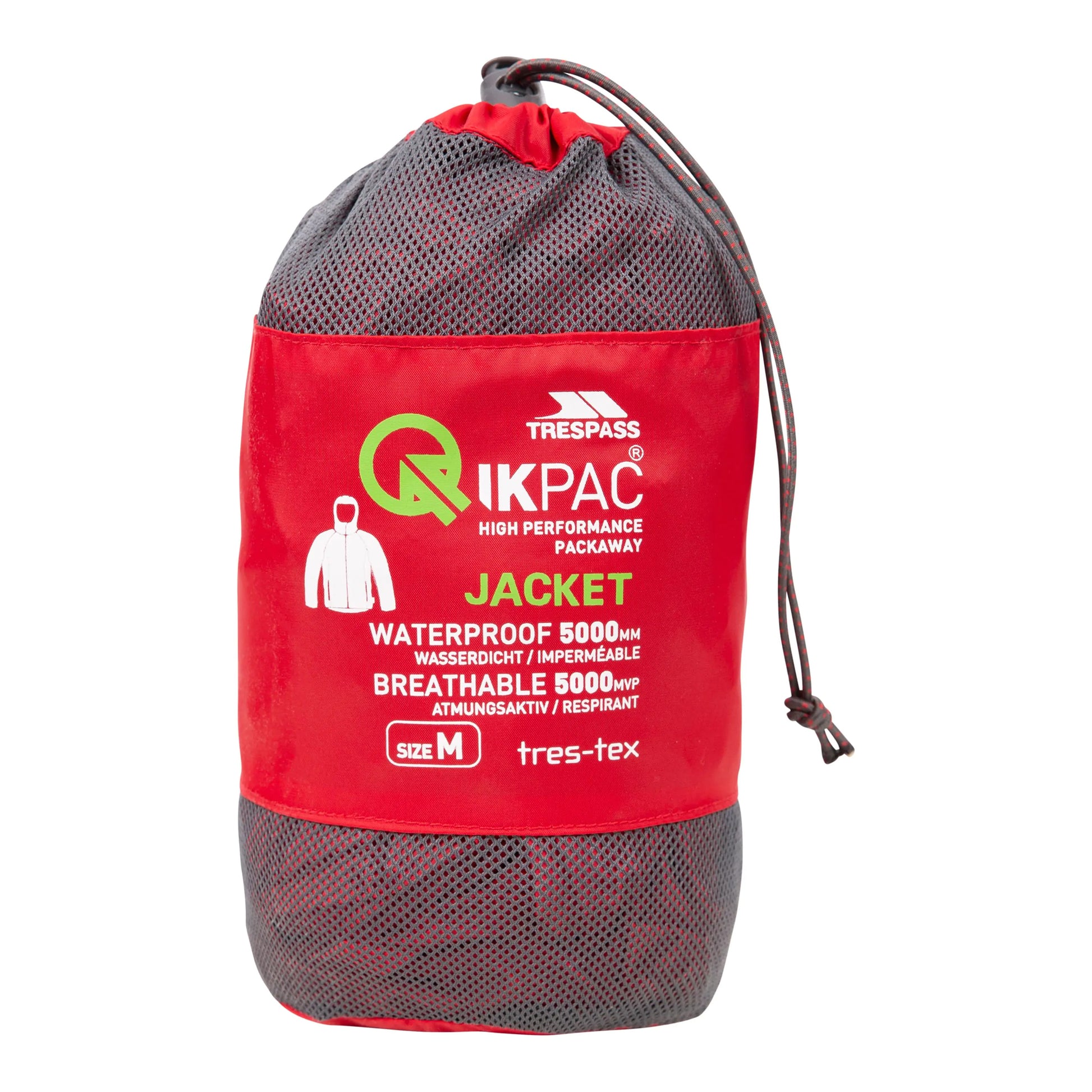Red - Pack Shot - Trespass Unisex Adult Qikpac Waterproof Jacket