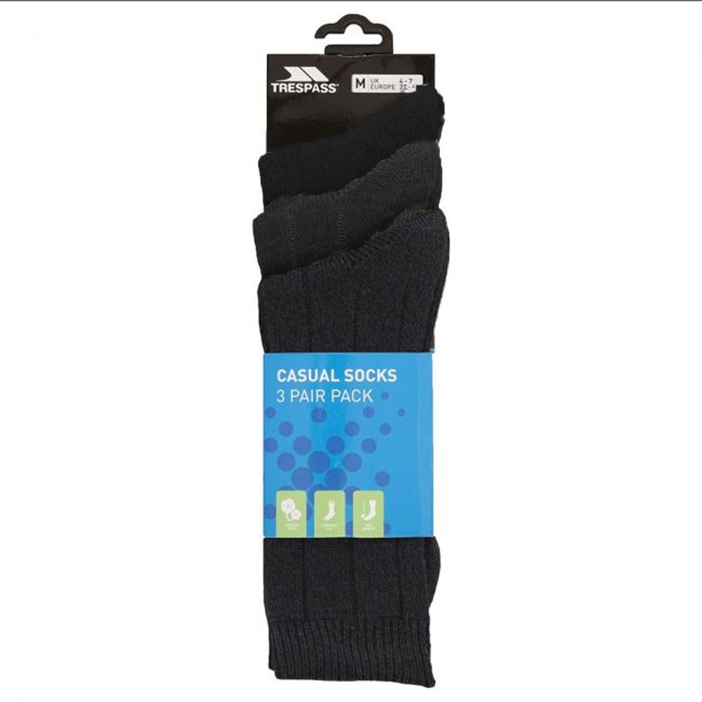 Black-Black-Black - Back - Trespass Adults Unisex Intense Walking Socks (3 Pairs)