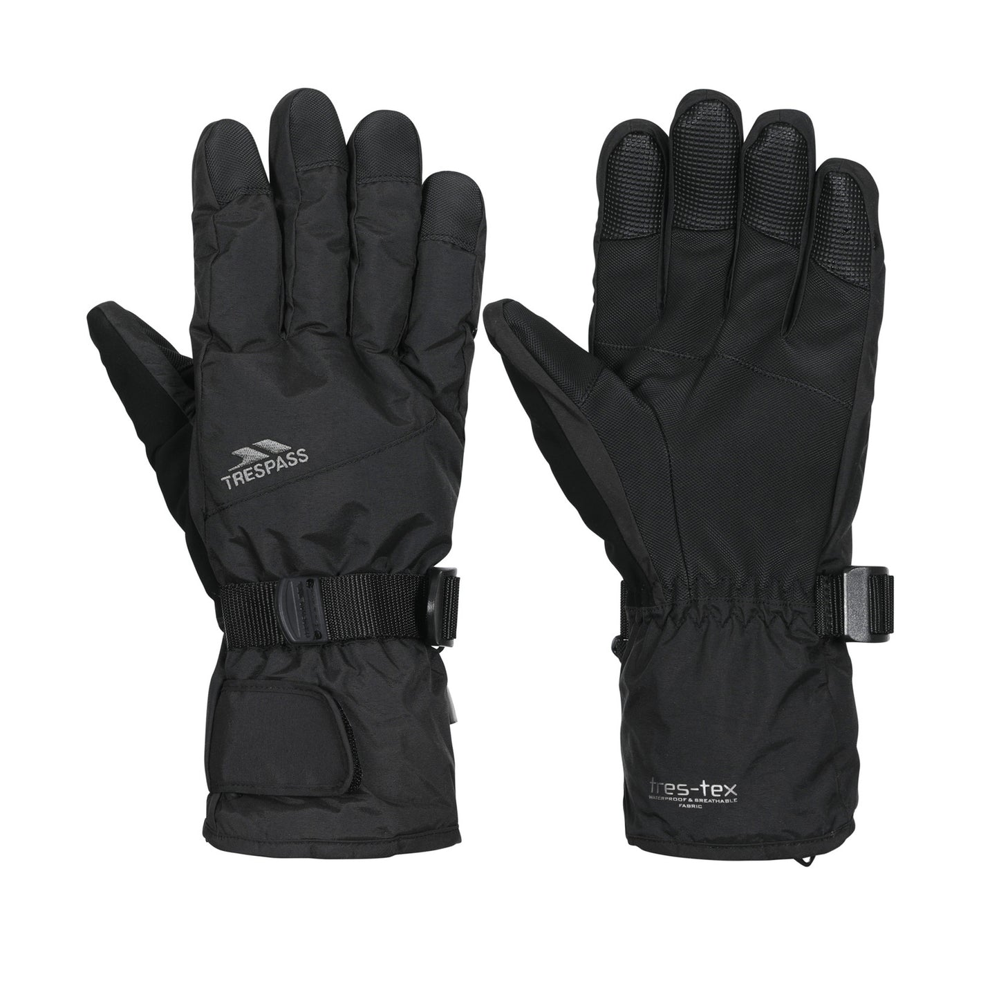 Black - Front - Trespass Ergon II Ski Gloves