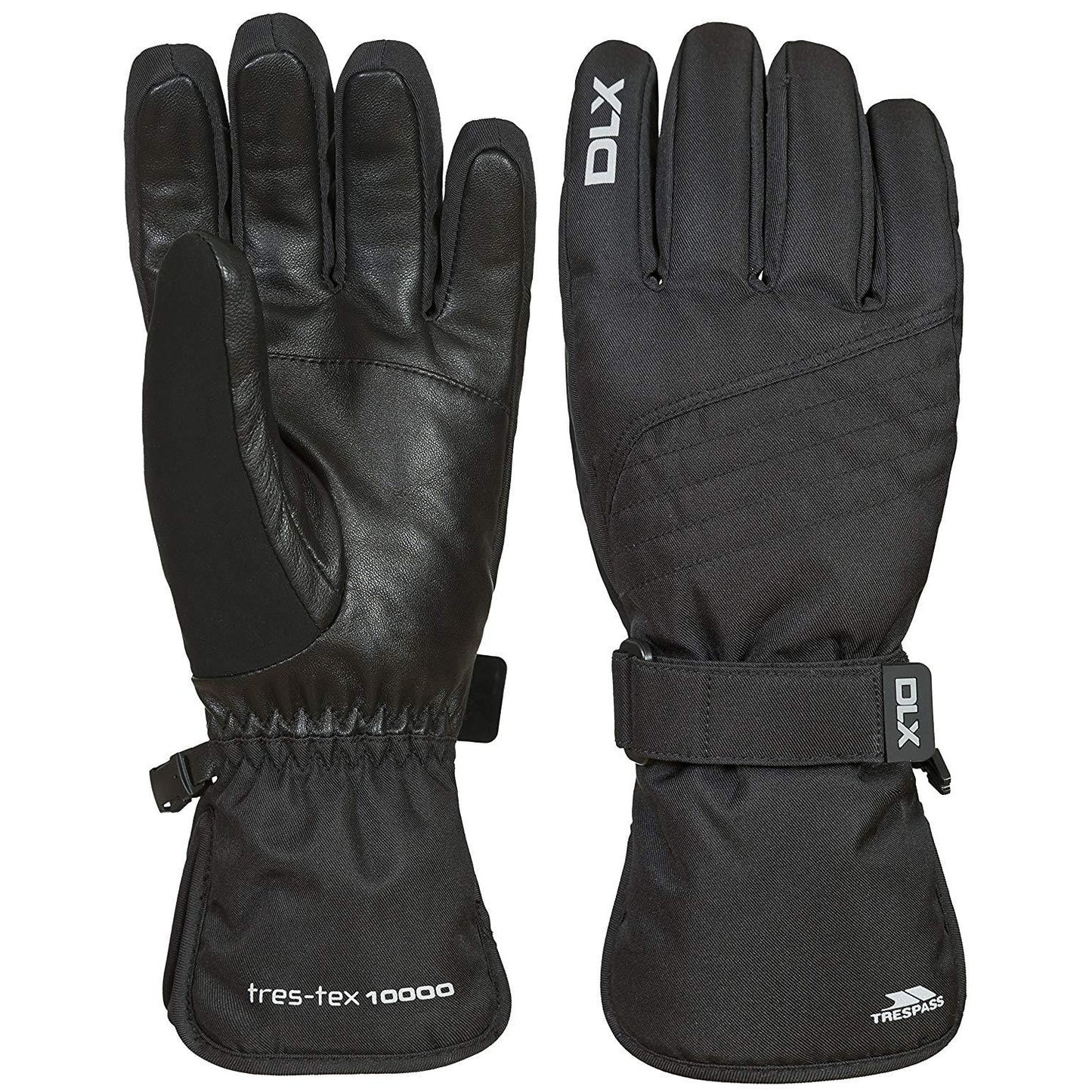Black - Front - Trespass Rutger Ski Gloves