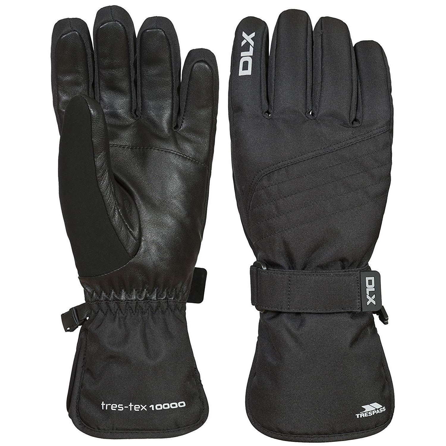 Black - Front - Trespass Rutger Ski Gloves