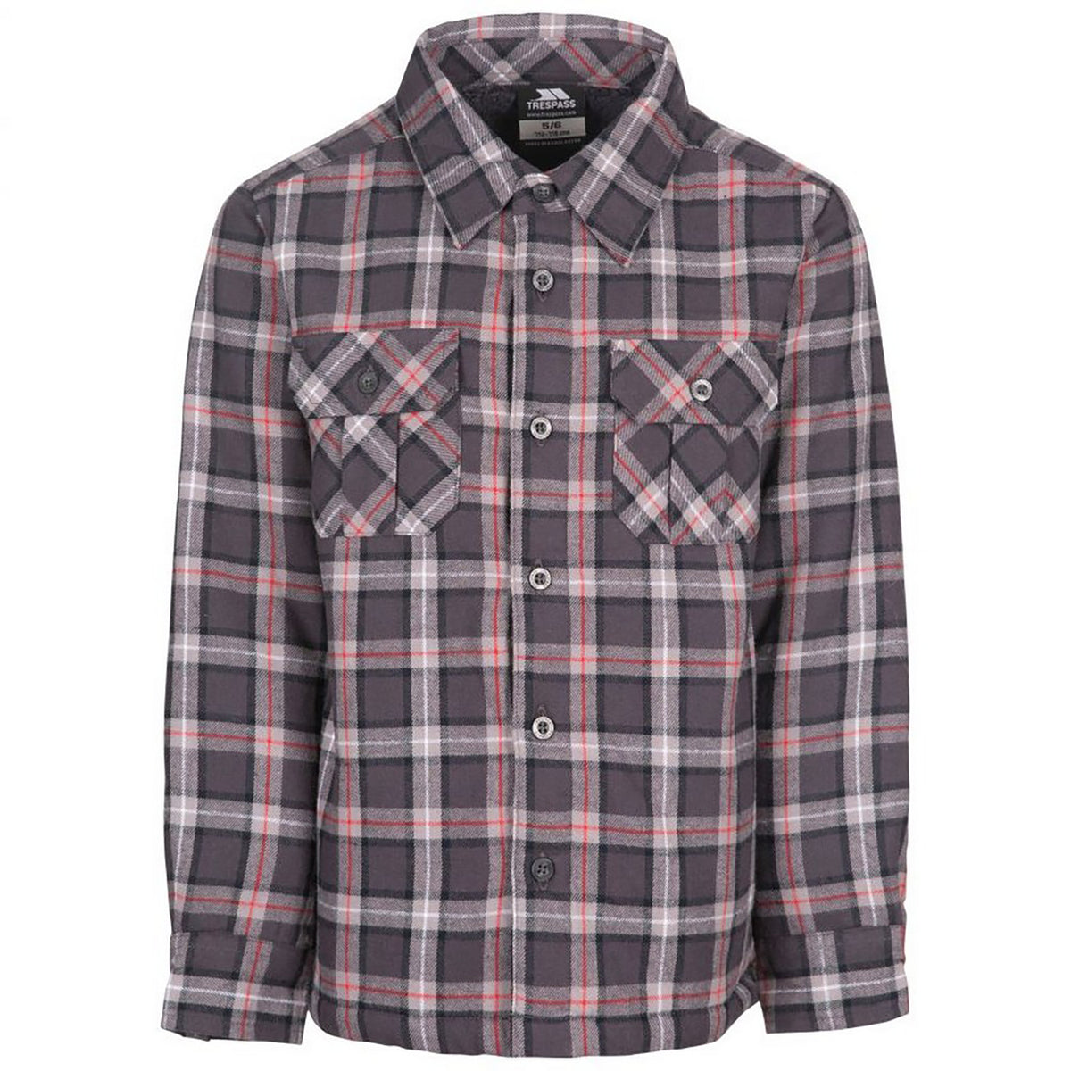 Dark Grey Check - Front - Trespass Childrens-Kids Average Long Sleeved Gingham Shirt