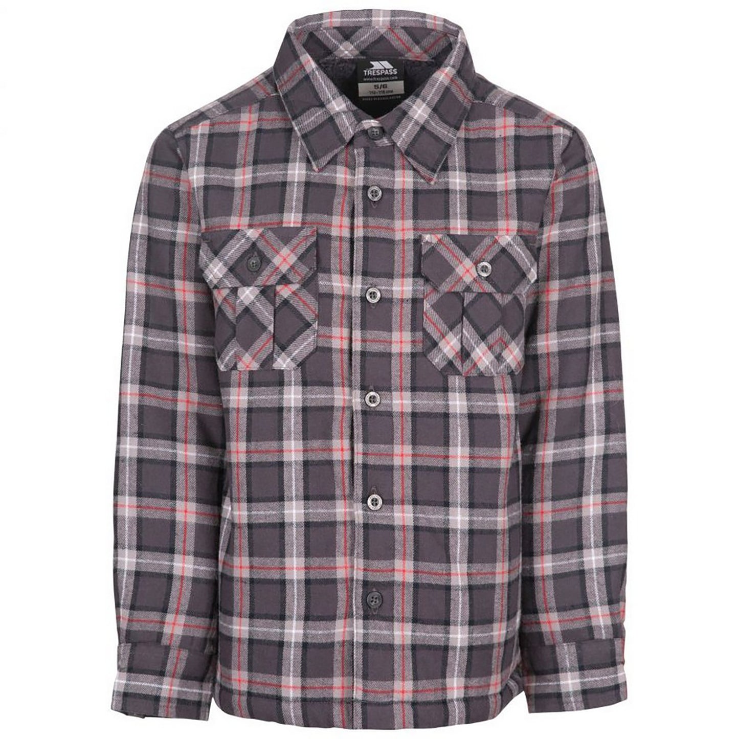 Dark Grey Check - Front - Trespass Childrens-Kids Average Long Sleeved Gingham Shirt
