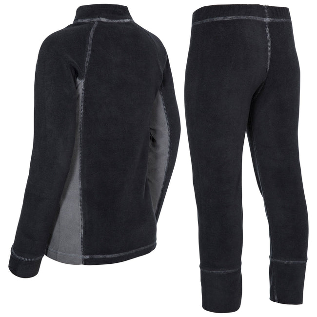 Black - Side - Trespass Childrens-Kids Bubbles Fleece Top And Bottom Base Layers