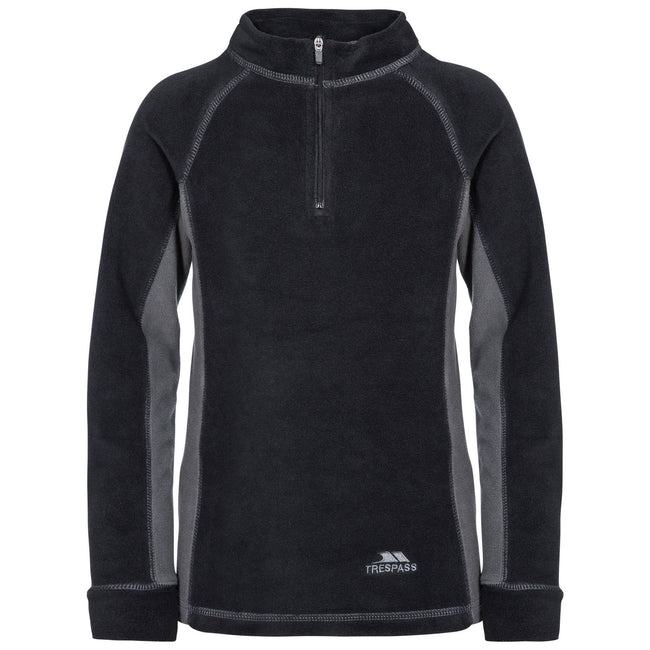 Black - Lifestyle - Trespass Childrens-Kids Bubbles Fleece Top And Bottom Base Layers