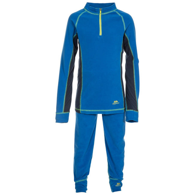 Electric Blue X - Pack Shot - Trespass Childrens-Kids Bubbles Fleece Top And Bottom Base Layers