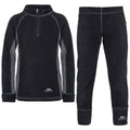 Black - Front - Trespass Childrens-Kids Bubbles Fleece Top And Bottom Base Layers