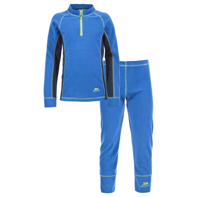 Electric Blue X - Front - Trespass Childrens-Kids Bubbles Fleece Top And Bottom Base Layers