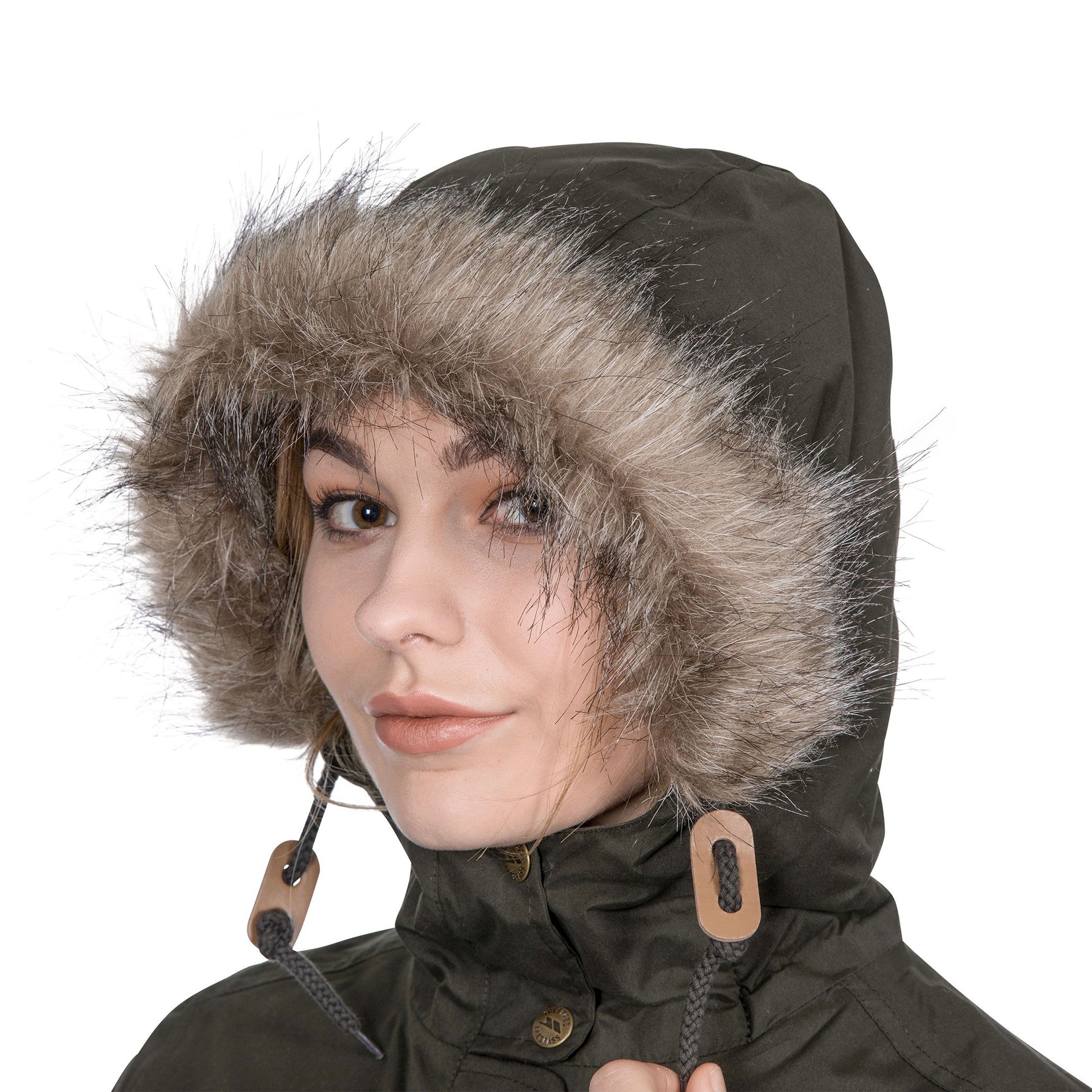 Dark Khaki - Pack Shot - Trespass Womens-Ladies Clea Waterproof Parka Padded Jacket