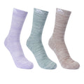 Spruce Green-Oatmeal-Gelsomino Melange - Front - Trespass Womens-Ladies Helvellyn Trekking Socks (Pack Of 3)