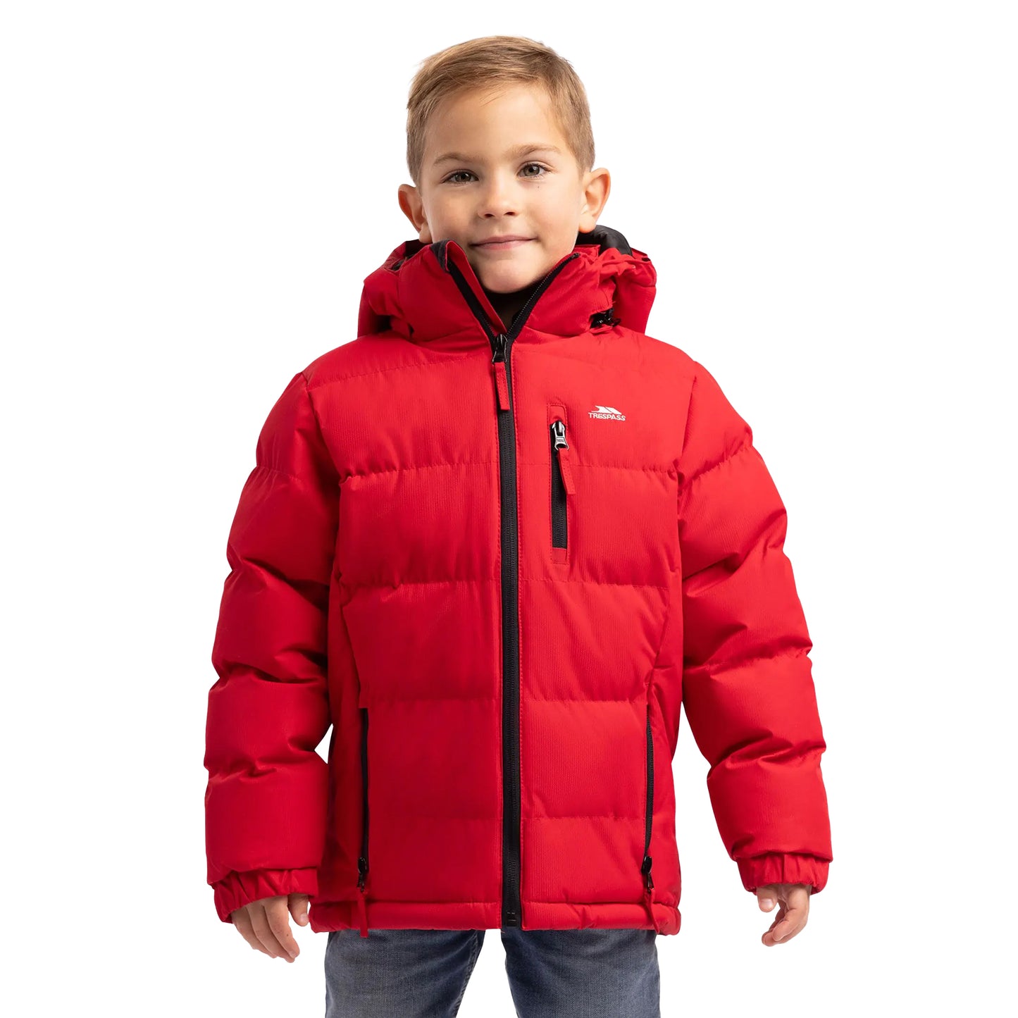 Red - Side - Trespass Boys Tuff Hooded Jacket