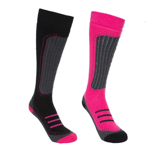 Cassis-black - Front - Trespass Womens-Ladies Janus II Ski Socks (Pack Of 2)