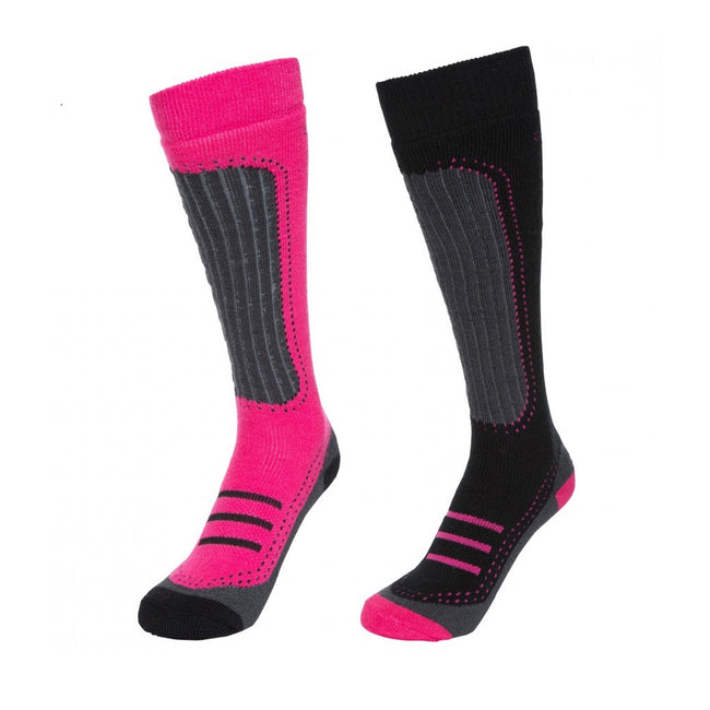 Cassis-black - Back - Trespass Womens-Ladies Janus II Ski Socks (Pack Of 2)