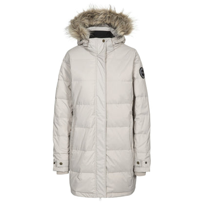 Stone - Front - Trespass Womens-Ladies Ophelia Deluxe Hooded Down Jacket