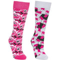 Platinum-Pink Lady - Front - Trespass Childrens-Kids Rockies Ski Socks (Pack Of 2)