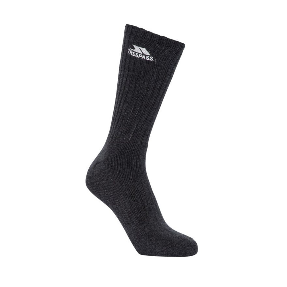 Carbon Melange-Black-Mocha Melange - Side - Trespass Mens Torren Cushioned Socks (Pack Of 3)