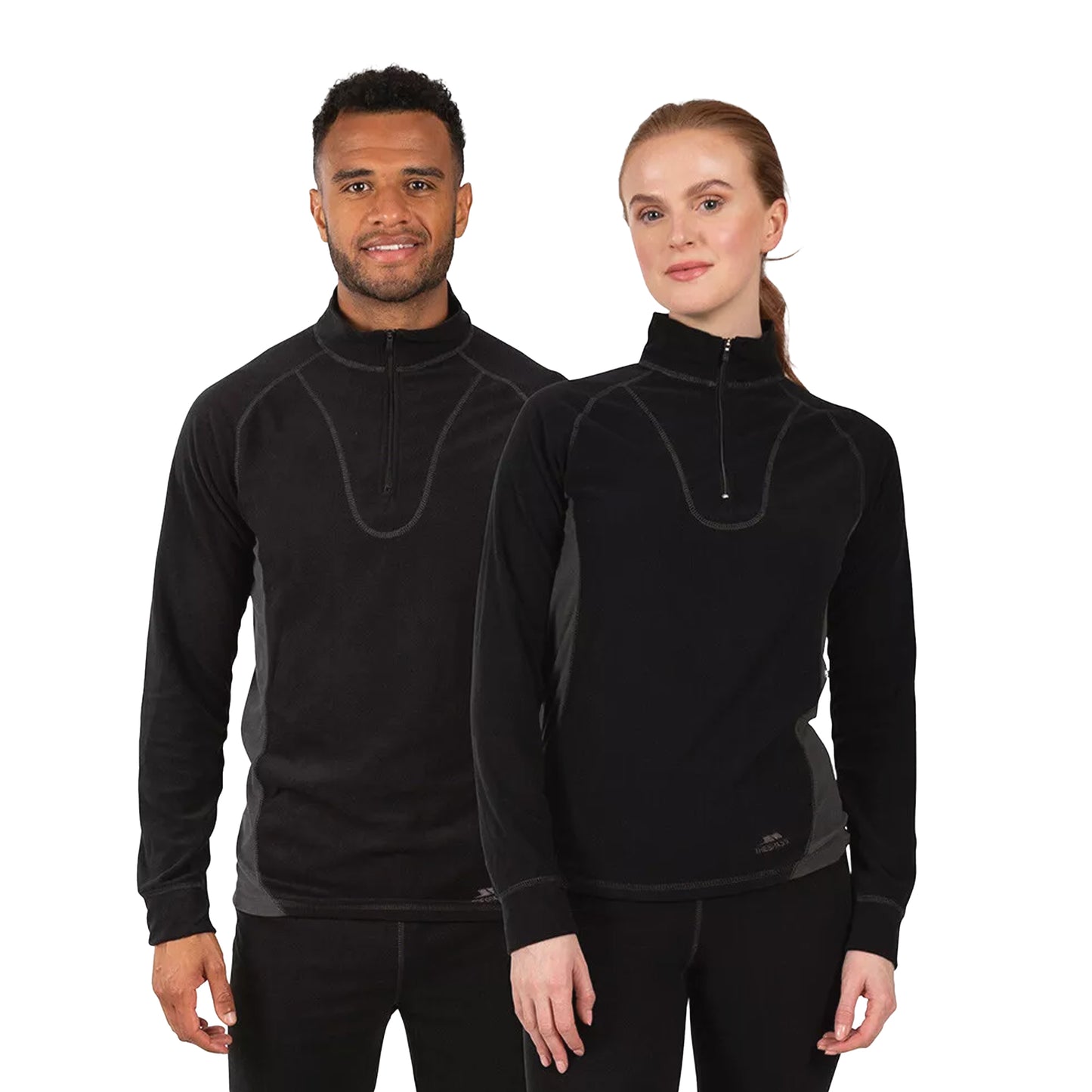 Black - Side - Trespass Unisex Thriller Thermal Top And Bottom Set