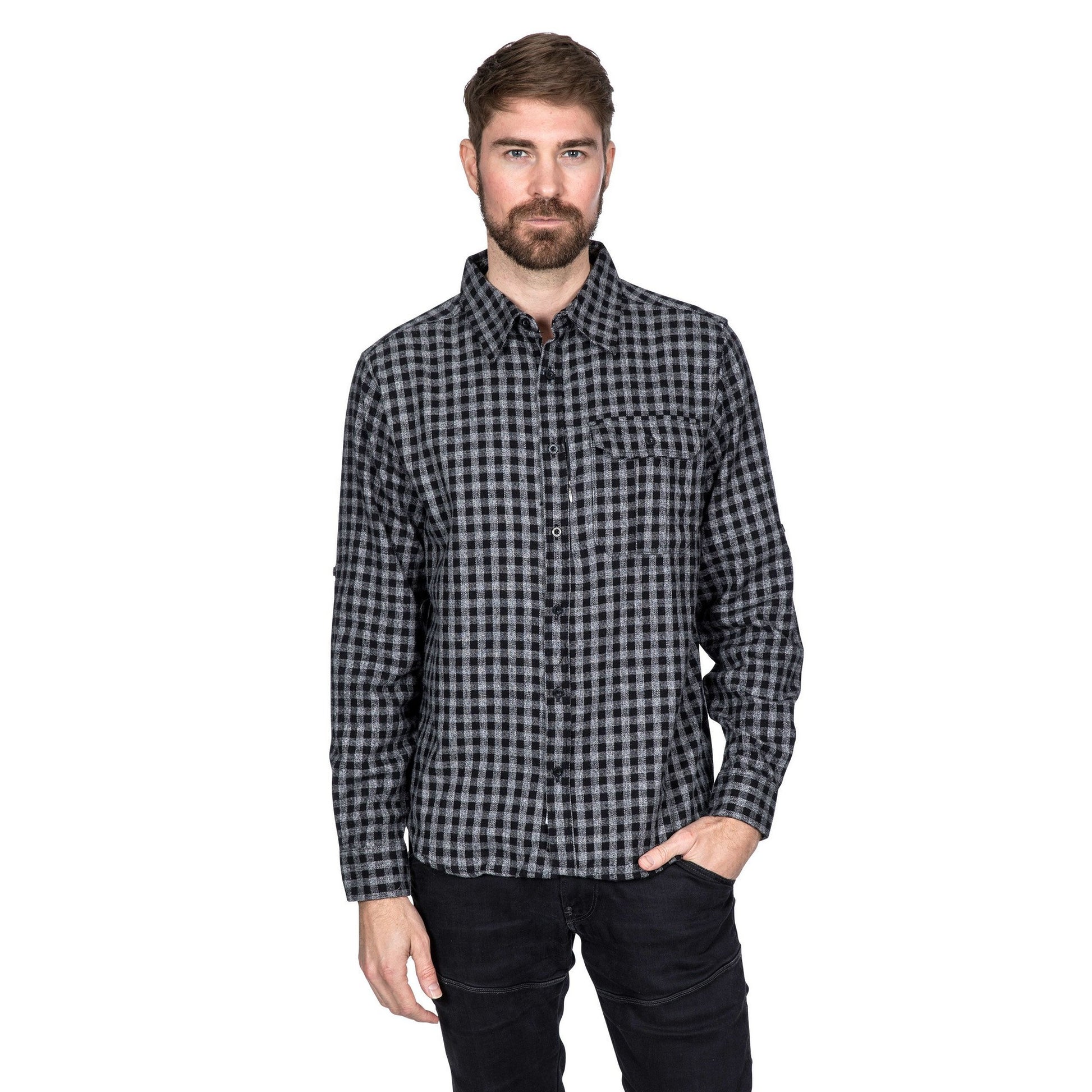 Navy Check - Back - Trespass Mens Participate Shirt