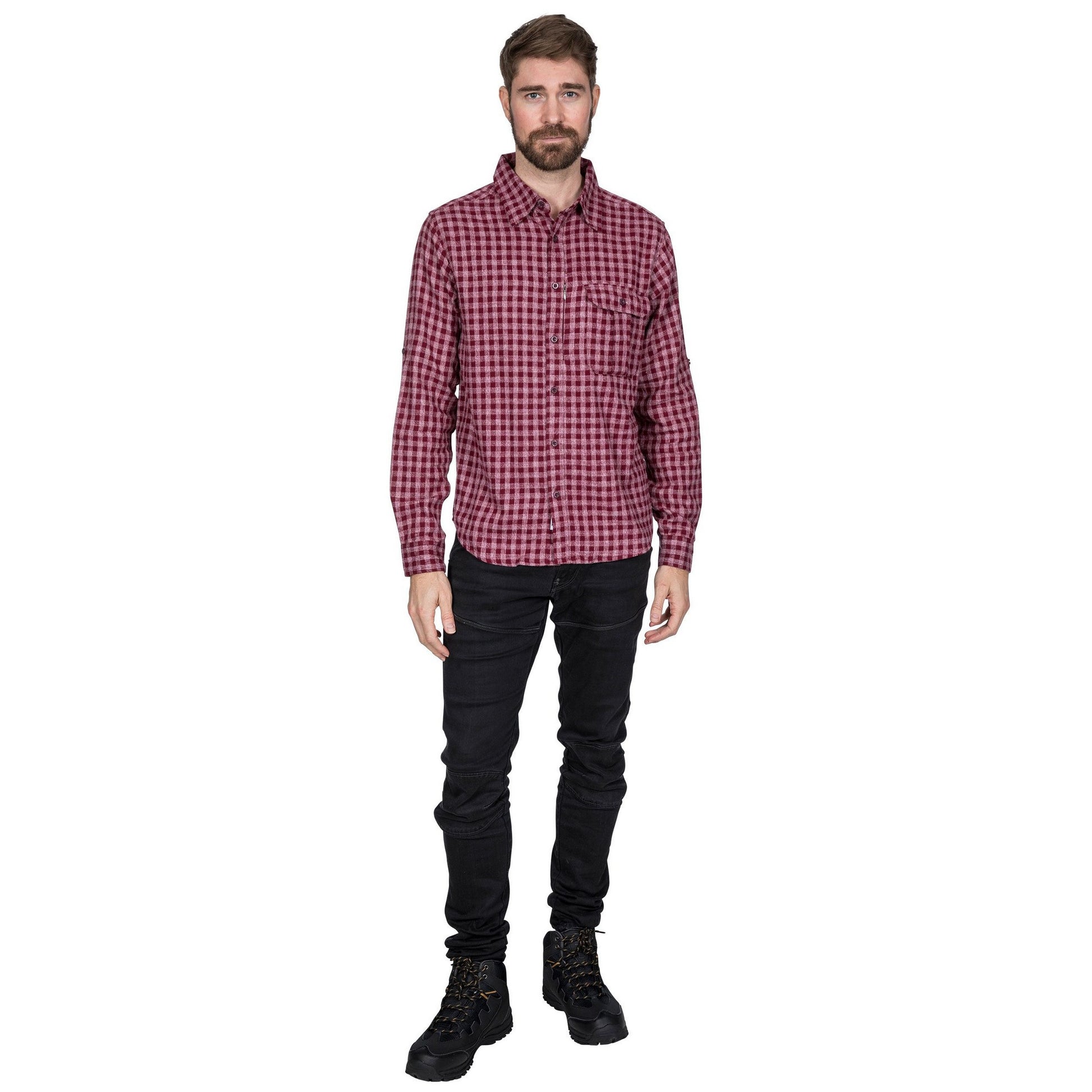 Prune Check - Back - Trespass Mens Participate Shirt