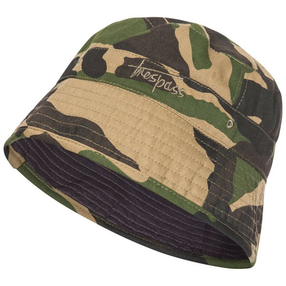 Camo Green - Back - Trespass Childrens-Kids Zebedee Summer Bucket Hat