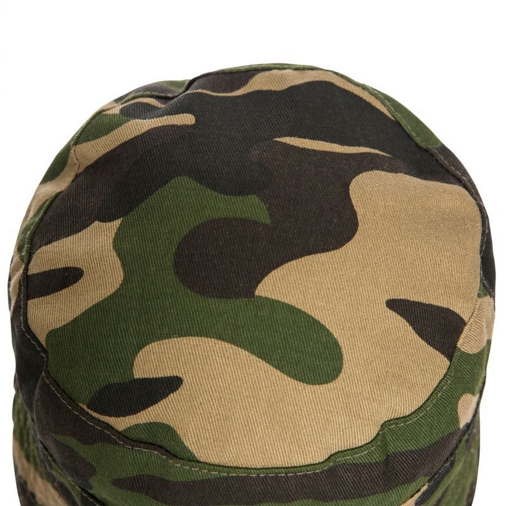 Camo Green - Side - Trespass Childrens-Kids Zebedee Summer Bucket Hat