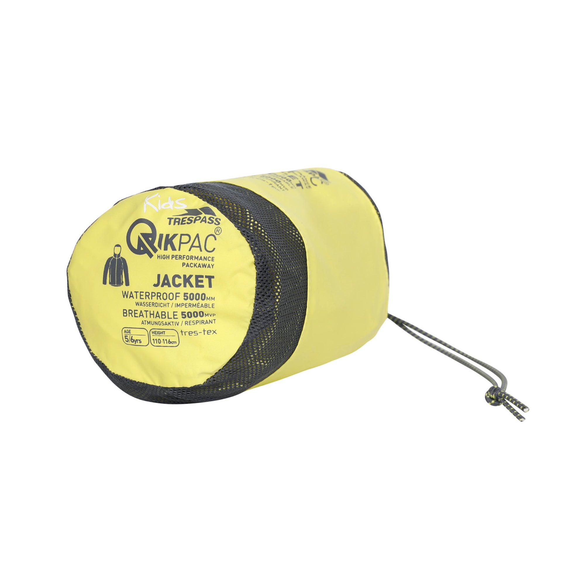 Yellow - Lifestyle - Trespass Childrens-Kids Qikpac Waterproof Packaway Jacket