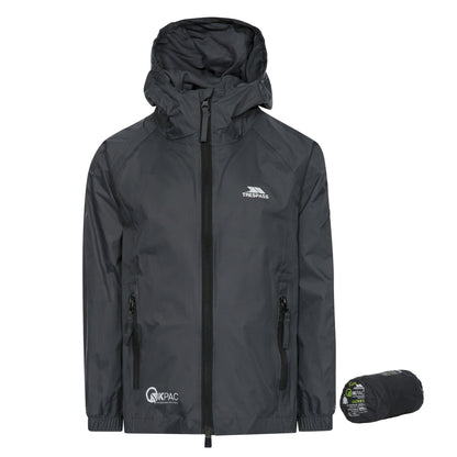 Flint - Front - Trespass Childrens-Kids Qikpac Waterproof Packaway Jacket