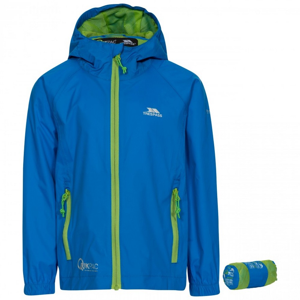 Cobalt - Front - Trespass Childrens-Kids Qikpac Waterproof Packaway Jacket