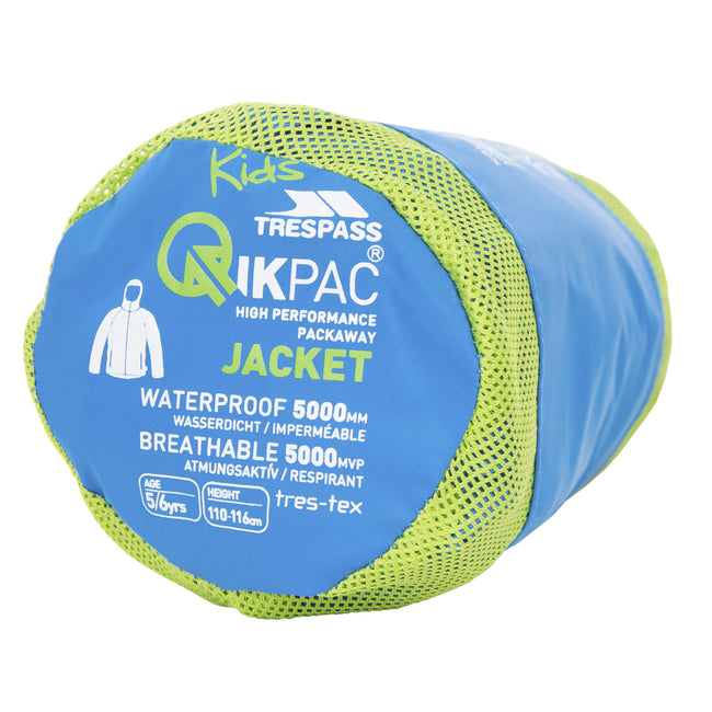 Cobalt - Side - Trespass Childrens-Kids Qikpac Waterproof Packaway Jacket