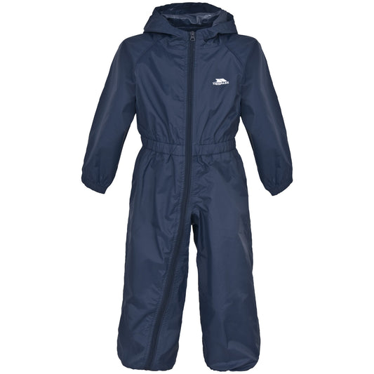Navy Blue - Front - Trespass Childrens-Kids Button Waterproof Rain Suit