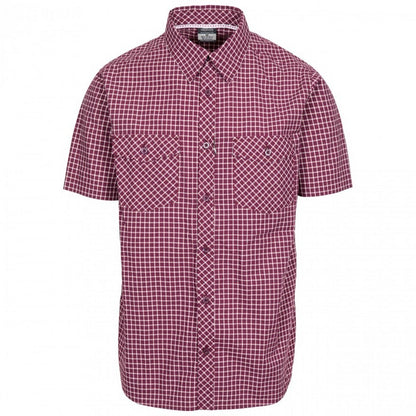 Prune Check - Front - Trespass Mens Uttoxeter Short Sleeve Cotton Shirt